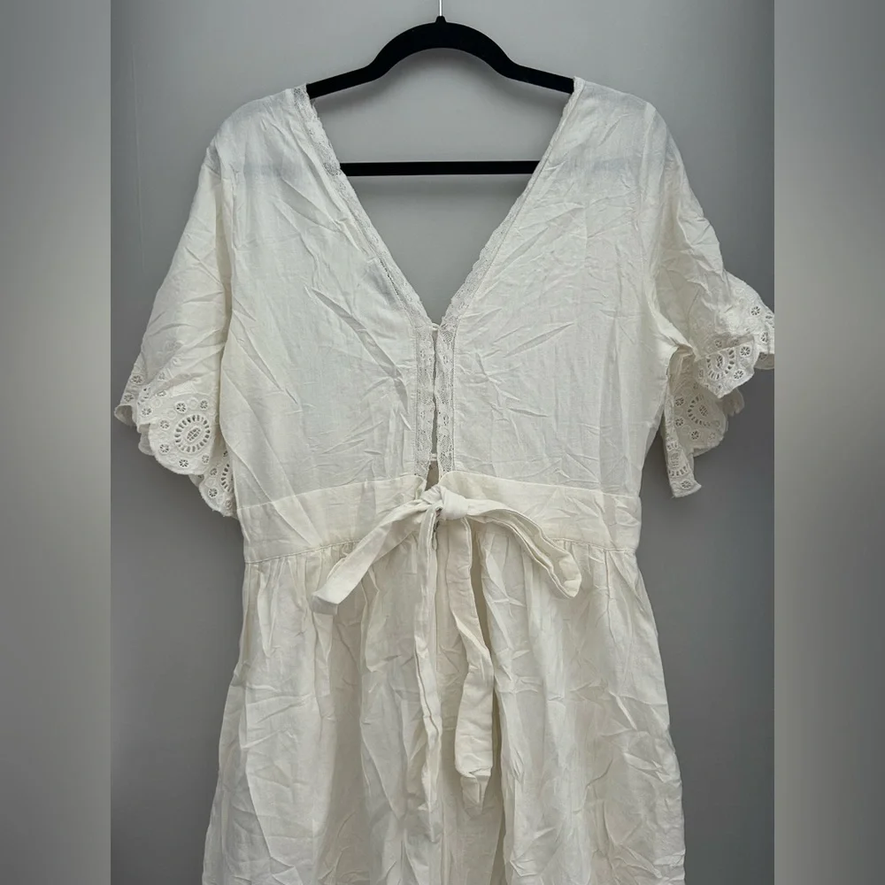 Gorgeous Ethereal Trf Collection For Zara White Linen Dress Summer cottagecore - Picture 4 of 12